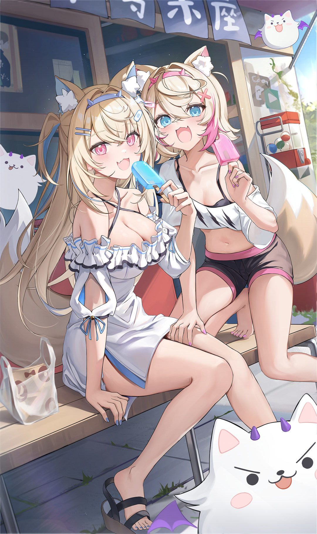 【插画精选】虚拟偶像 兽耳美少女 冰激凌 比基尼 花火 尾刃カンナ 会员动漫美图推荐 插画精选-第2张