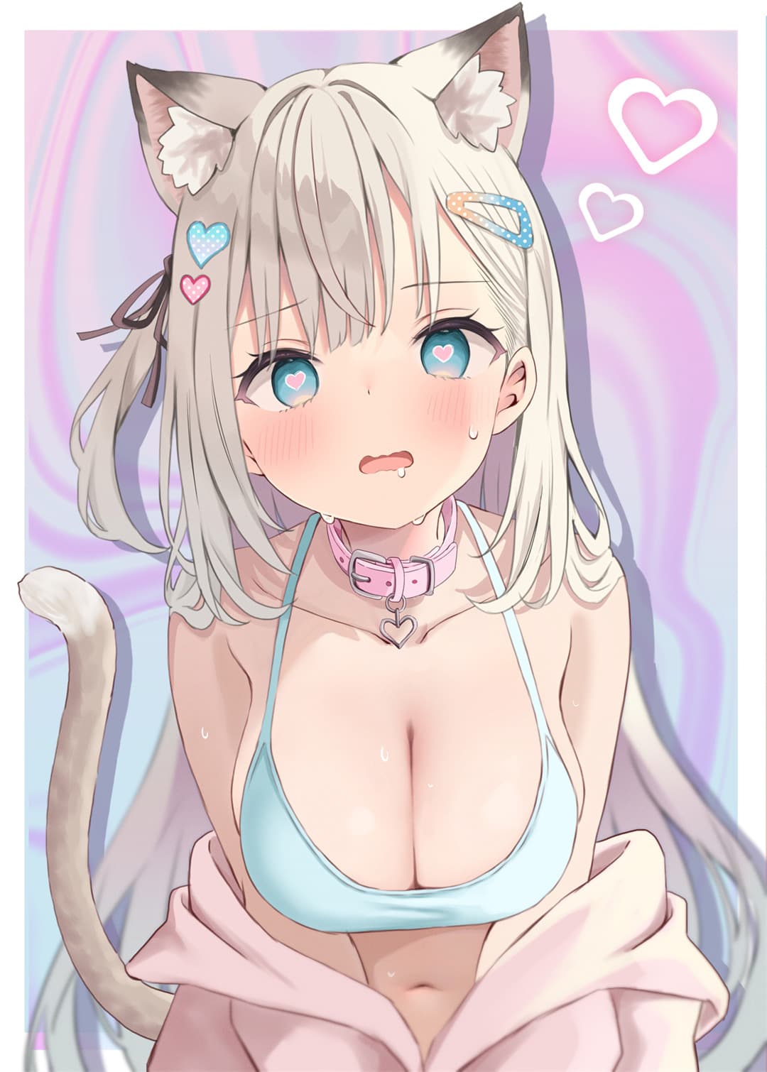 【插画精选】兽耳美少女 项圈 粉毛美少女 鎌ヶ谷桃香 原神 八重神子 会员动漫壁纸推荐 插画精选-第2张