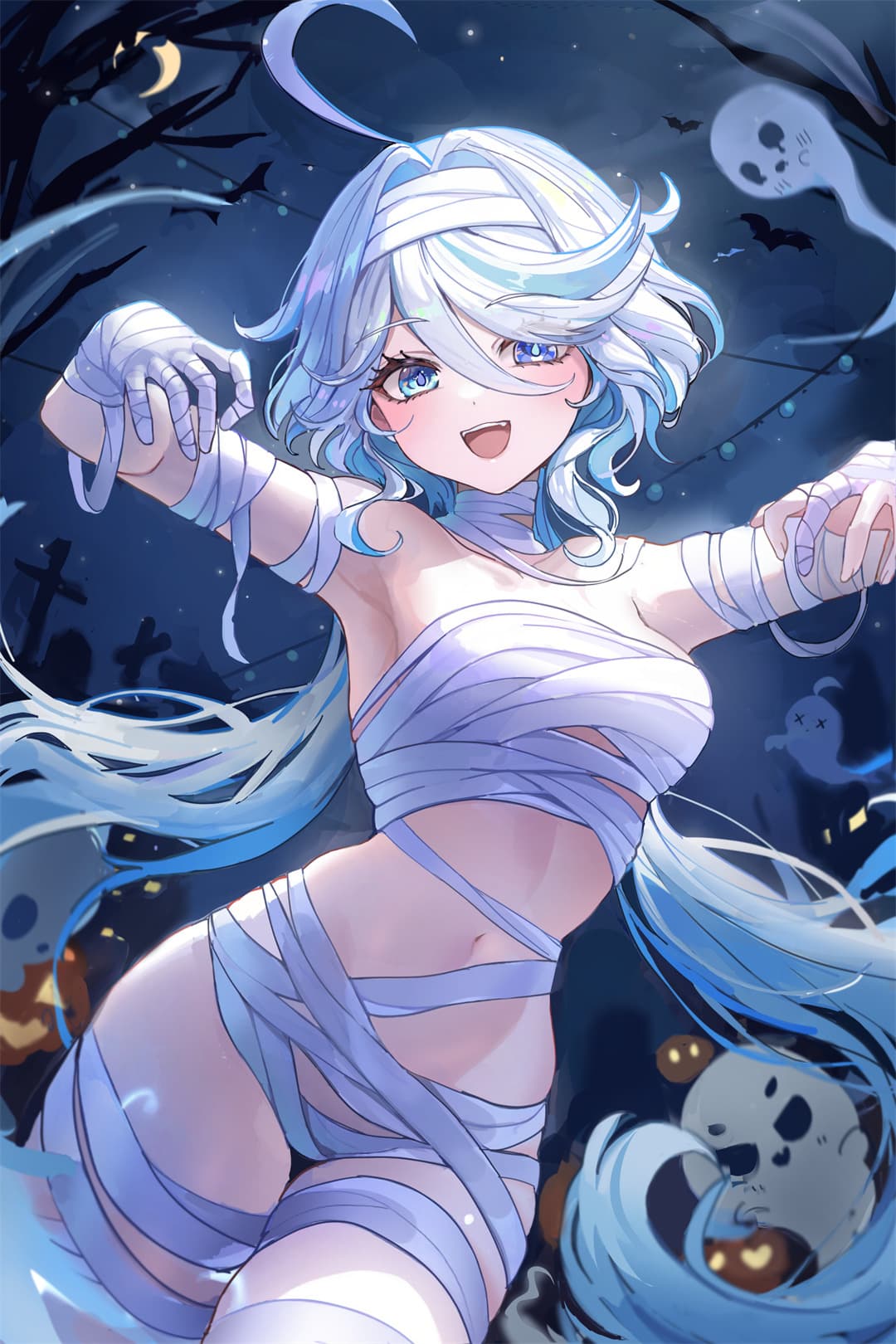 【限免】【插画精选】雷姆 大南瓜灯 碧蓝档案 砂狼白子 芙宁娜 银发小恶魔 万圣节专题插画 插画精选-第6张
